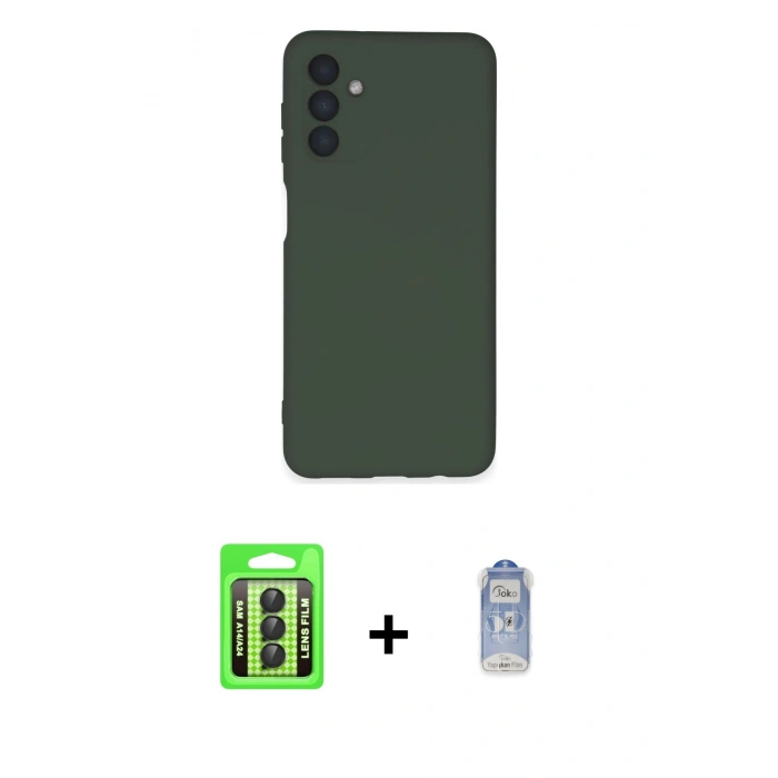 MARSİLYAN™- Galaxy A24 4G Kılıf Ahenk Serisi - Siyah Joko Magic 5D Cam + Raze Metal Kamera Lens - SH