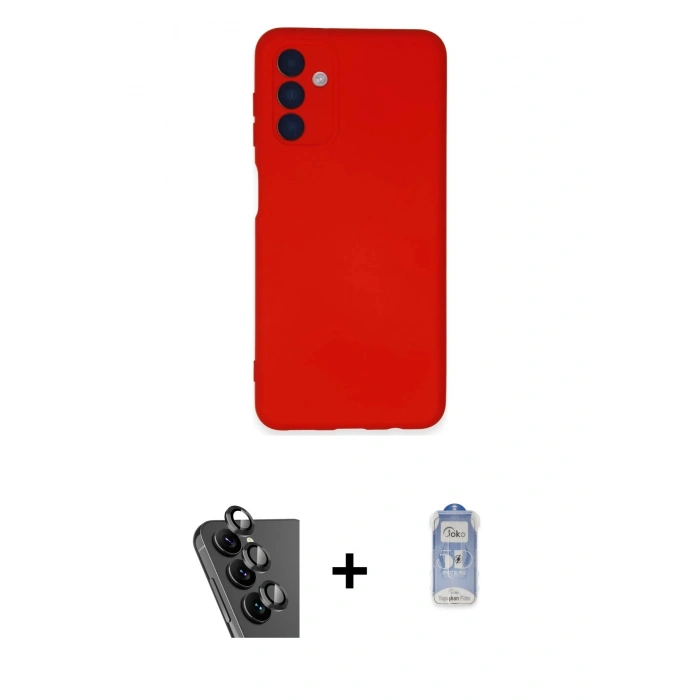 MARSİLYAN™- Galaxy A24 4G Kılıf Ahenk Serisi - Siyah Joko Magic 5D Cam + Valdez Metal Kamera Lens - SH