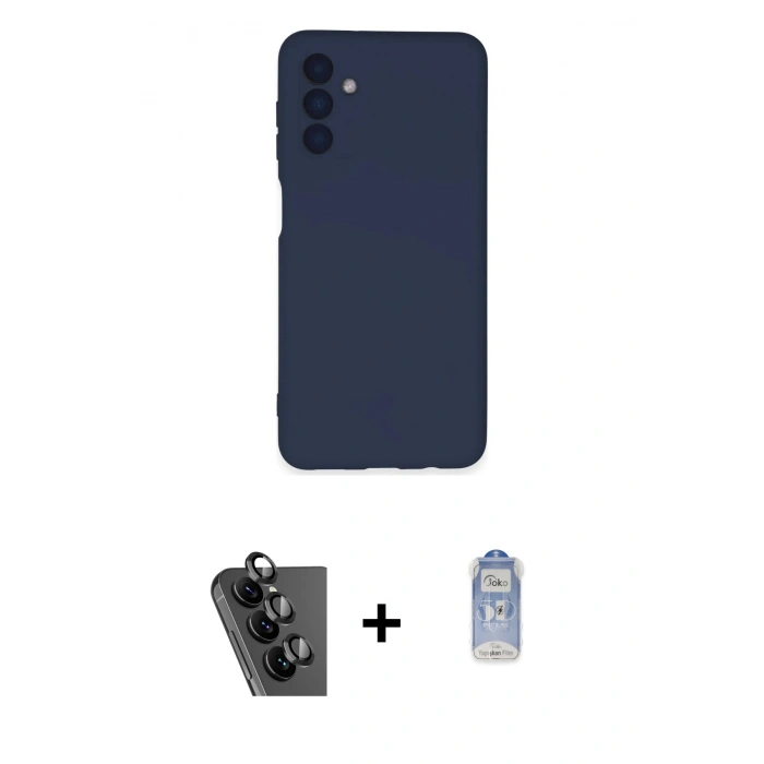 MARSİLYAN™- Galaxy A24 4G Kılıf Ahenk Serisi - Siyah Joko Magic 5D Cam + Valdez Metal Kamera Lens - SH