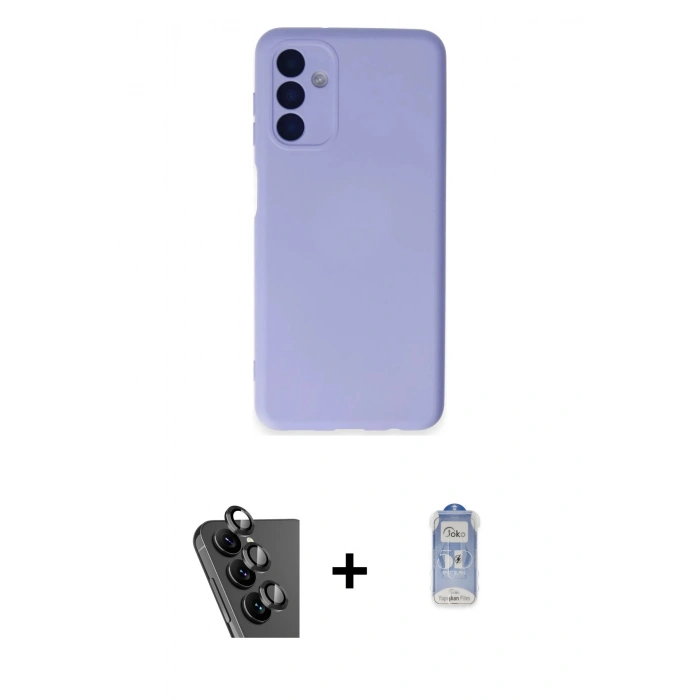 MARSİLYAN™- Galaxy A24 4G Kılıf Ahenk Serisi - Siyah Joko Magic 5D Cam + Valdez Metal Kamera Lens - SH