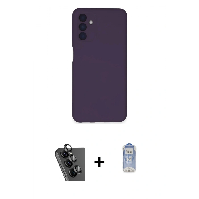 MARSİLYAN™- Galaxy A24 4G Kılıf Ahenk Serisi - Siyah Joko Magic 5D Cam + Valdez Metal Kamera Lens - SH