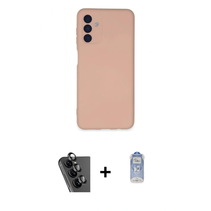MARSİLYAN™- Galaxy A24 4G Kılıf Ahenk Serisi - Siyah Joko Magic 5D Cam + Valdez Metal Kamera Lens - SH