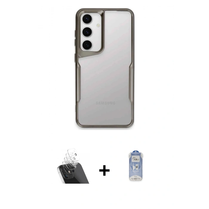 MARSİLYAN™- Galaxy A24 4G Kılıf Akış Çizgi Koleksiyonu - Siyah Joko Magic 5D Cam + Kamera Lens Koruma Cam - SF