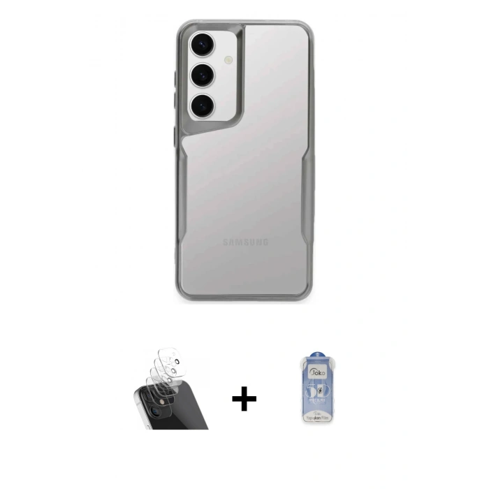 MARSİLYAN™- Galaxy A24 4G Kılıf Akış Çizgi Koleksiyonu - Siyah Joko Magic 5D Cam + Kamera Lens Koruma Cam - SF