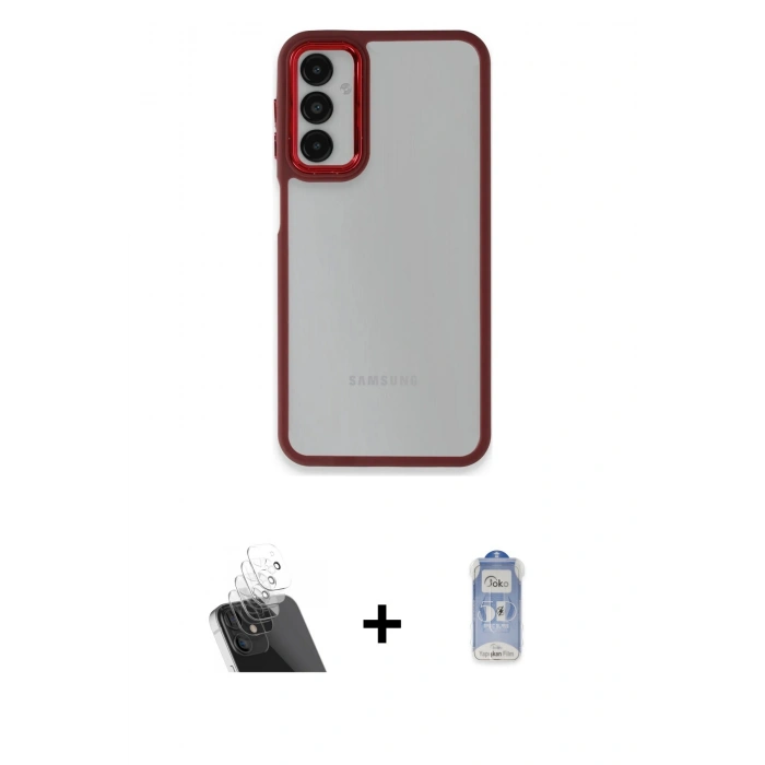 MARSİLYAN™- Galaxy A24 4G Kılıf Eksen Doku Prime - Siyah Joko Magic 5D Cam + Kamera Lens Koruma Cam - SF