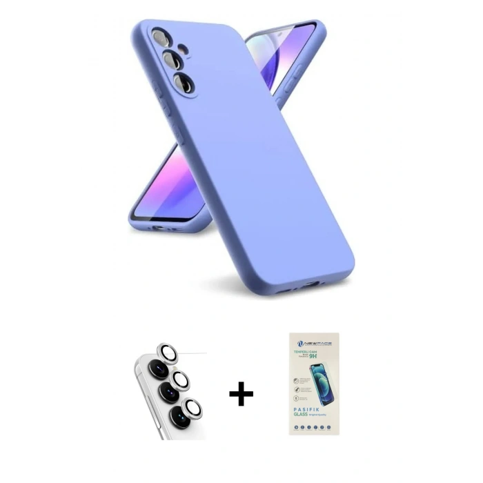 MARSİLYAN™- Galaxy A24 4G Kılıf Kozmos Yansıma Özel Seri - Şeffaf Pasifik Cam Ekran Koruyucu + Valdez Metal Kamera Lens - GS
