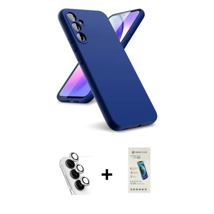 MARSİLYAN™- Galaxy A24 4G Kılıf Kozmos Yansıma Özel Seri - Şeffaf Pasifik Cam Ekran Koruyucu + Valdez Metal Kamera Lens - GS