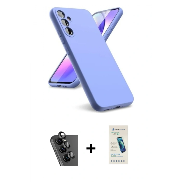 MARSİLYAN™- Galaxy A24 4G Kılıf Kozmos Yansıma Özel Seri - Şeffaf Pasifik Cam Ekran Koruyucu + Valdez Metal Kamera Lens - SH