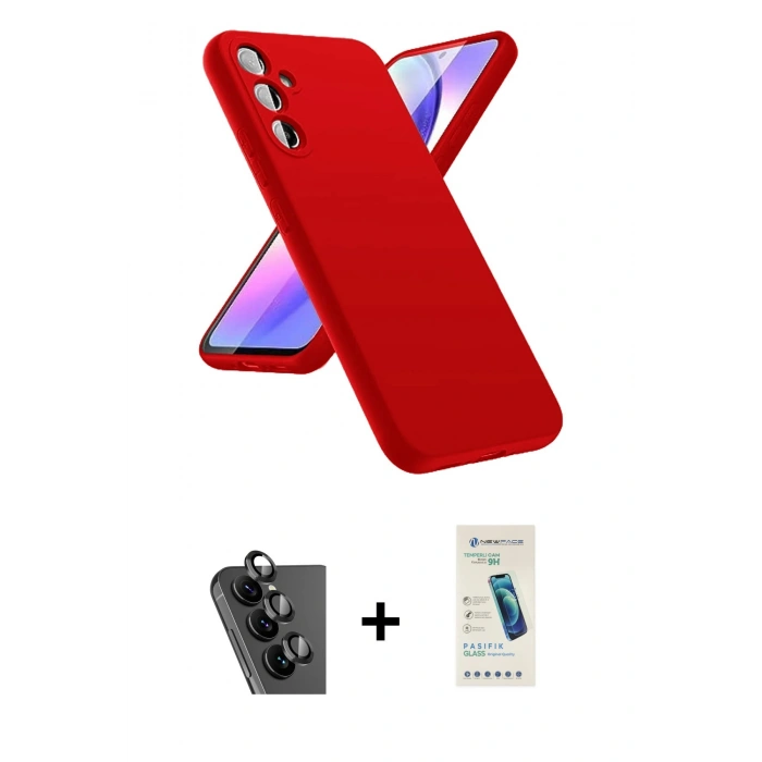 MARSİLYAN™- Galaxy A24 4G Kılıf Kozmos Yansıma Özel Seri - Şeffaf Pasifik Cam Ekran Koruyucu + Valdez Metal Kamera Lens - SH