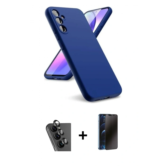MARSİLYAN™- Galaxy A24 4G Kılıf Kozmos Yansıma Özel Seri - Siyah 3D Antistatik Hayalet Cam Ekran Koruyucu + Valdez Metal Kamera Lens - SH