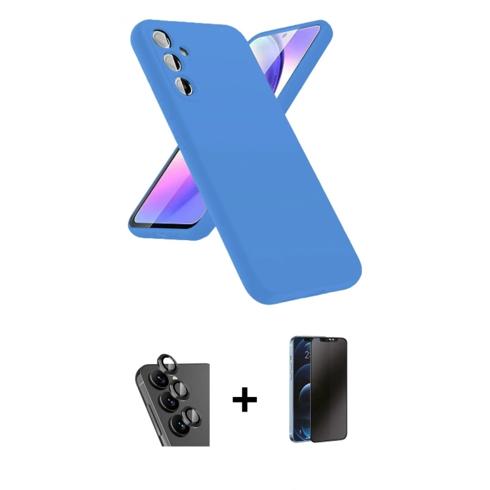 MARSİLYAN™- Galaxy A24 4G Kılıf Kozmos Yansıma Özel Seri - Siyah 3D Antistatik Hayalet Cam Ekran Koruyucu + Valdez Metal Kamera Lens - SH