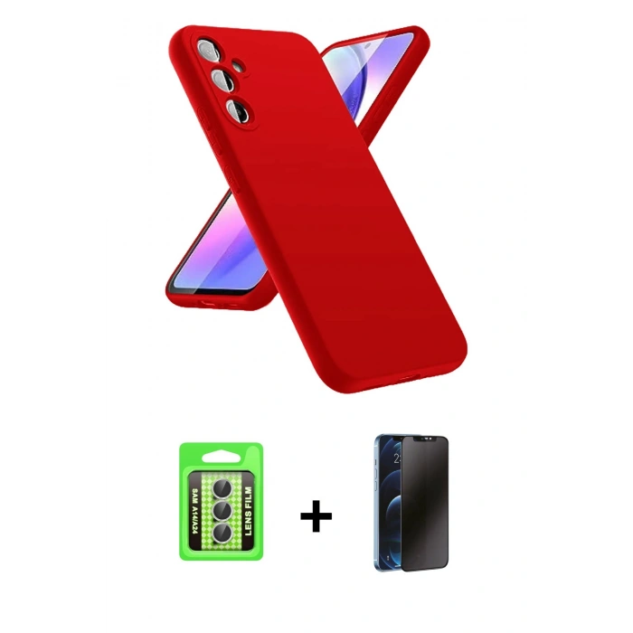 MARSİLYAN™- Galaxy A24 4G Kılıf Kozmos Yansıma Özel Seri - Siyah 3D Antistatik Hayalet Cam Ekran Koruyucu + Raze Metal Kamera Lens - GS