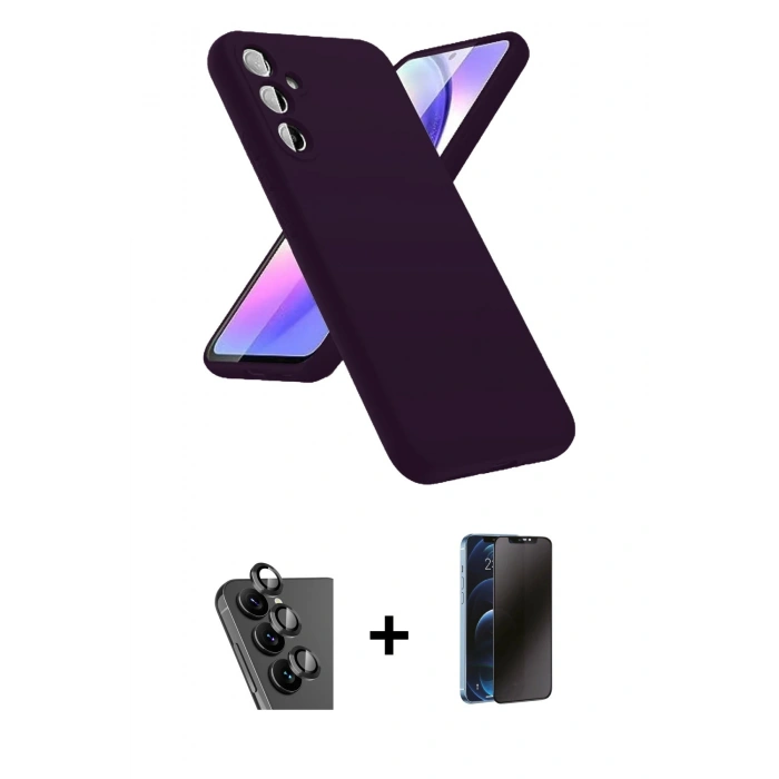 MARSİLYAN™- Galaxy A24 4G Kılıf Kozmos Yansıma Özel Seri - Siyah 3D Antistatik Hayalet Cam Ekran Koruyucu + Valdez Metal Kamera Lens - SH