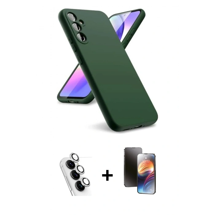 MARSİLYAN™- Galaxy A24 4G Kılıf Kozmos Yansıma Özel Seri - Siyah 3D Antistatik Mat Seramik Nano Ekran Koruyucu + Valdez Metal Kamera Lens - GS
