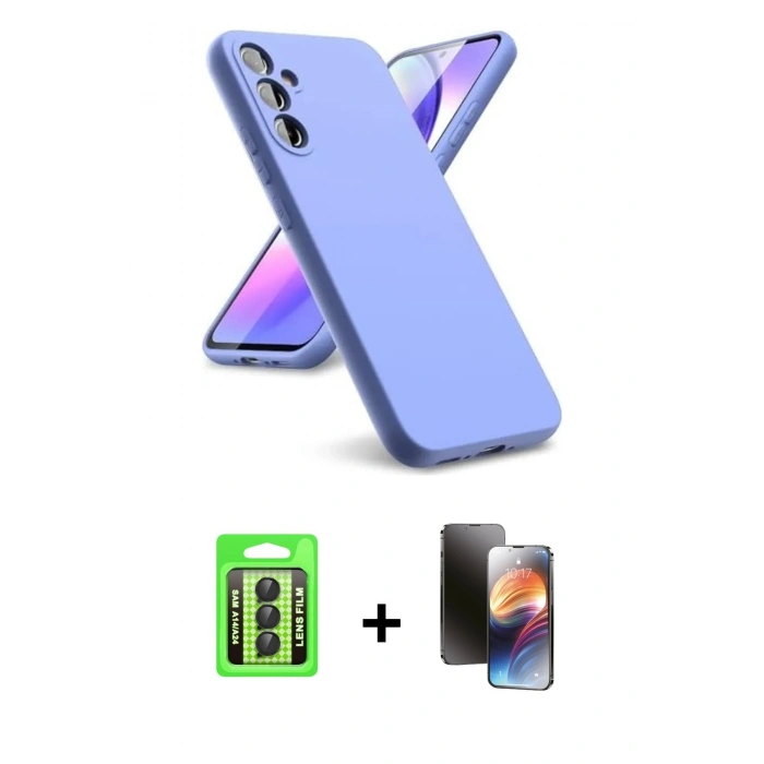 MARSİLYAN™- Galaxy A24 4G Kılıf Kozmos Yansıma Özel Seri - Siyah 3D Antistatik Mat Seramik Nano Ekran Koruyucu + Raze Metal Kamera Lens - SH