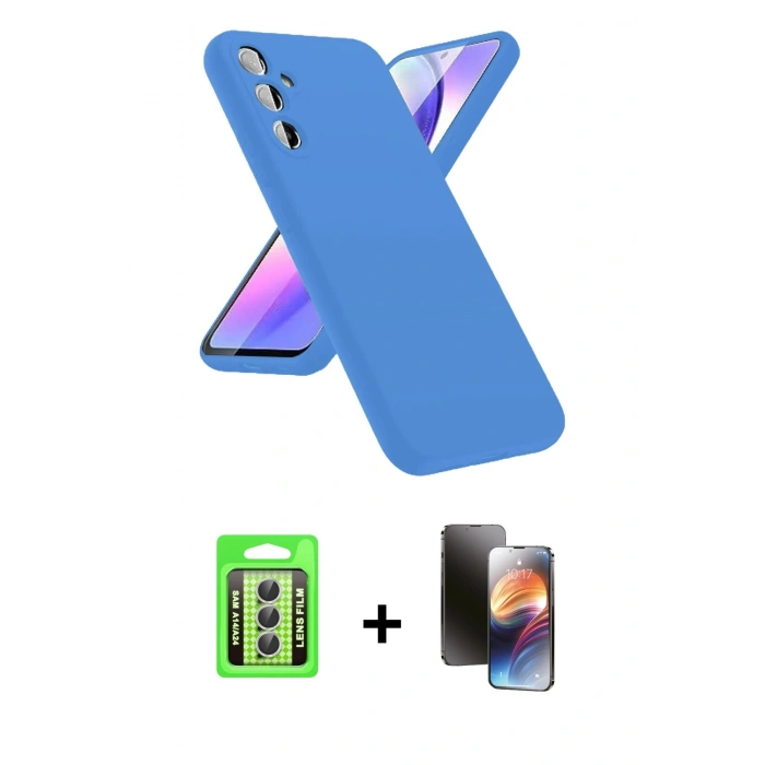 MARSİLYAN™- Galaxy A24 4G Kılıf Kozmos Yansıma Özel Seri - Siyah 3D Antistatik Mat Seramik Nano Ekran Koruyucu + Raze Metal Kamera Lens - GS