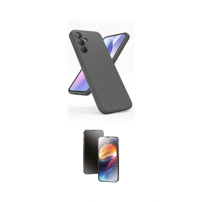 MARSİLYAN™- Galaxy A24 4G Kılıf Kozmos Yansıma Özel Seri - Siyah 3D Antistatik Mat Seramik Nano Ekran Koruyucu