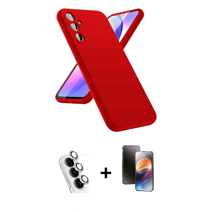 MARSİLYAN™- Galaxy A24 4G Kılıf Kozmos Yansıma Özel Seri - Siyah 3D Antistatik Mat Seramik Nano Ekran Koruyucu + Valdez Metal Kamera Lens - GS