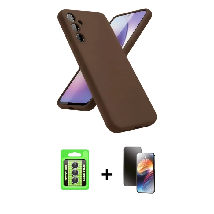MARSİLYAN™- Galaxy A24 4G Kılıf Kozmos Yansıma Özel Seri - Siyah 3D Antistatik Mat Seramik Nano Ekran Koruyucu + Raze Metal Kamera Lens - GS