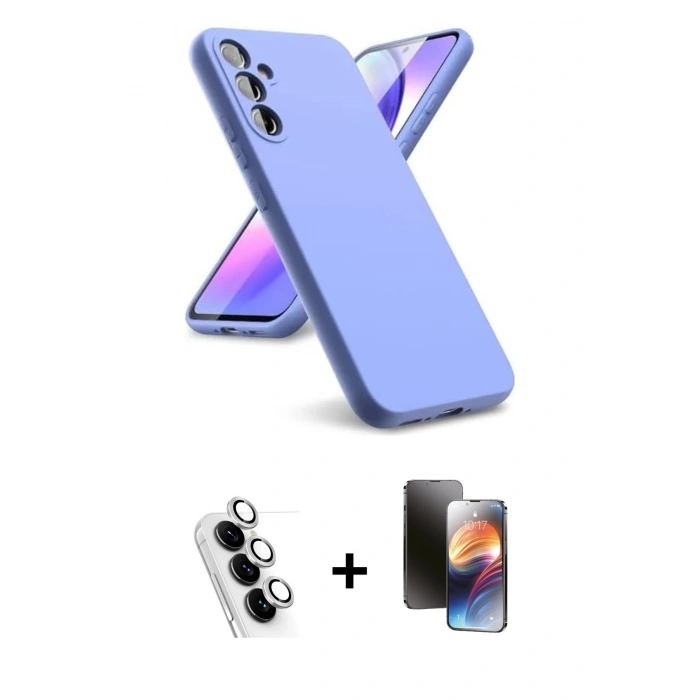 MARSİLYAN™- Galaxy A24 4G Kılıf Kozmos Yansıma Özel Seri - Siyah 3D Antistatik Mat Seramik Nano Ekran Koruyucu + Valdez Metal Kamera Lens - GS
