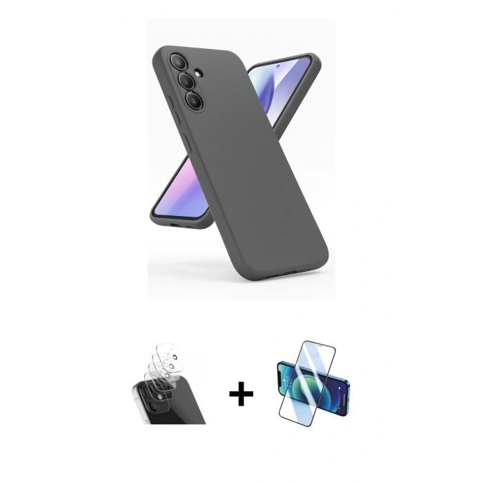 MARSİLYAN™- Galaxy A24 4G Kılıf Kozmos Yansıma Özel Seri - Siyah 3D Antistatik Seramik Nano Ekran Koruyucu + Kamera Lens Koruma Cam - SF