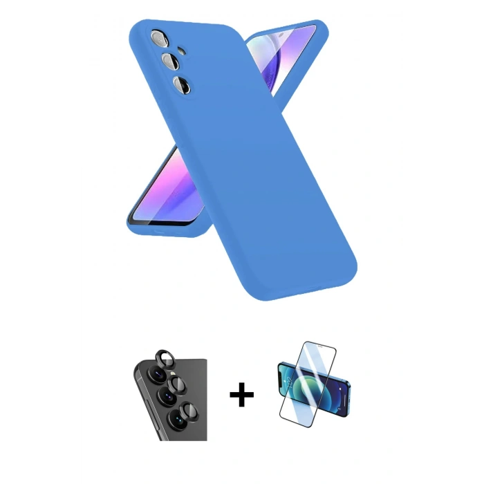 MARSİLYAN™- Galaxy A24 4G Kılıf Kozmos Yansıma Özel Seri - Siyah 3D Antistatik Seramik Nano Ekran Koruyucu + Valdez Metal Kamera Lens - SH