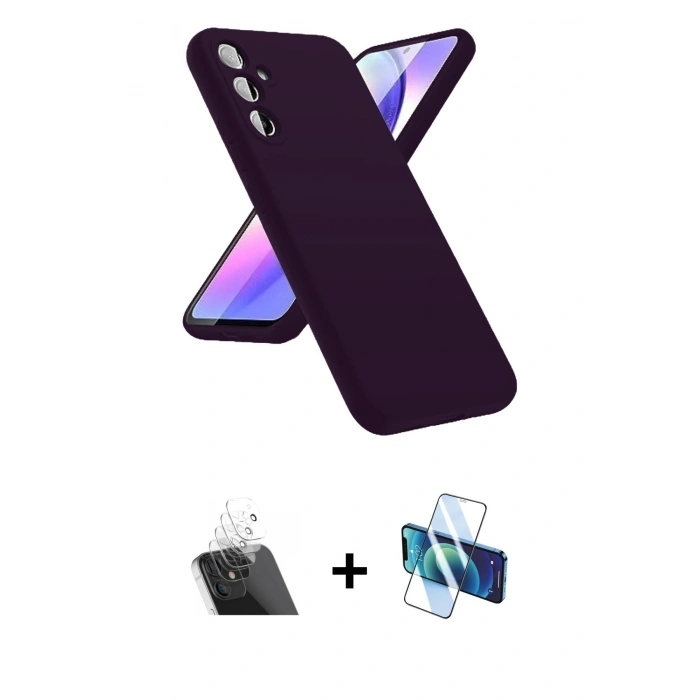MARSİLYAN™- Galaxy A24 4G Kılıf Kozmos Yansıma Özel Seri - Siyah 3D Antistatik Seramik Nano Ekran Koruyucu + Kamera Lens Koruma Cam - SF