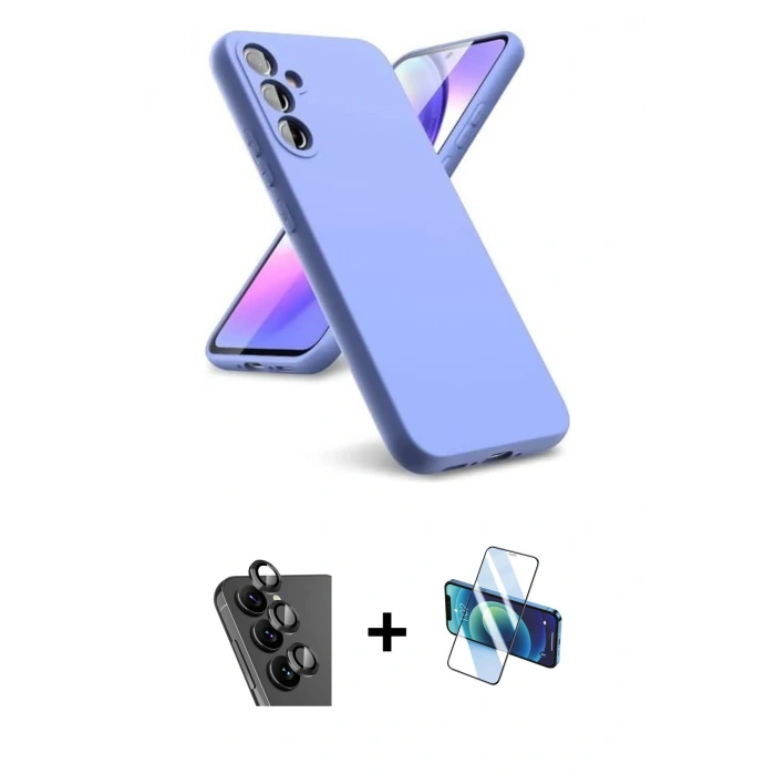 MARSİLYAN™- Galaxy A24 4G Kılıf Kozmos Yansıma Özel Seri - Siyah 3D Antistatik Seramik Nano Ekran Koruyucu + Valdez Metal Kamera Lens - SH