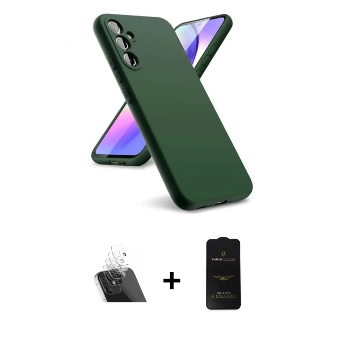 MARSİLYAN™- Galaxy A24 4G Kılıf Kozmos Yansıma Özel Seri - Siyah 6D Antistatik Mat Seramik Hayalet Nano Ekran Koruyucu + Kamera Lens Koruma Cam - SF