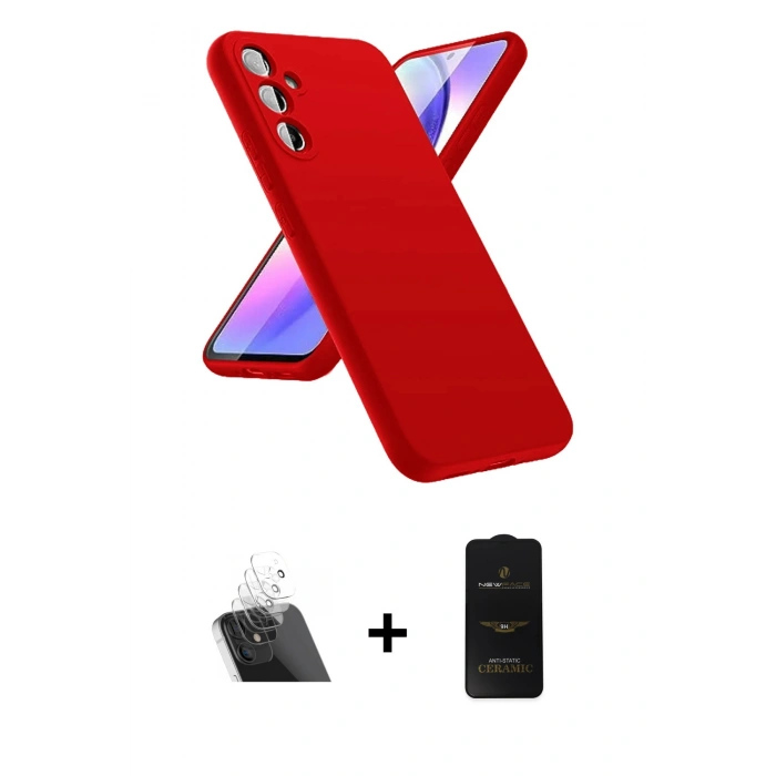 MARSİLYAN™- Galaxy A24 4G Kılıf Kozmos Yansıma Özel Seri - Siyah 6D Antistatik Mat Seramik Hayalet Nano Ekran Koruyucu + Kamera Lens Koruma Cam - SF