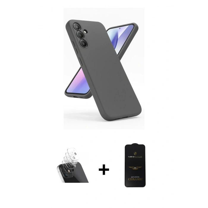 MARSİLYAN™- Galaxy A24 4G Kılıf Kozmos Yansıma Özel Seri - Siyah 6D Antistatik Mat Seramik Hayalet Nano Ekran Koruyucu + Kamera Lens Koruma Cam - SF