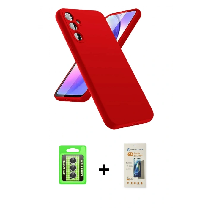 MARSİLYAN™- Galaxy A24 4G Kılıf Kozmos Yansıma Özel Seri - Siyah 6D Mat Seramik Hayalet Nano Ekran Koruyucu + Raze Metal Kamera Lens - GS