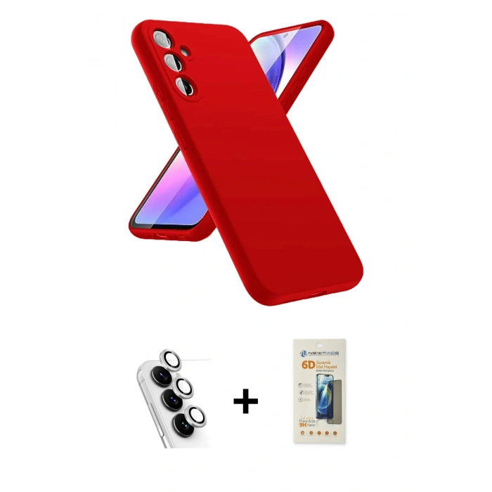 MARSİLYAN™- Galaxy A24 4G Kılıf Kozmos Yansıma Özel Seri - Siyah 6D Mat Seramik Hayalet Nano Ekran Koruyucu + Valdez Metal Kamera Lens - GS