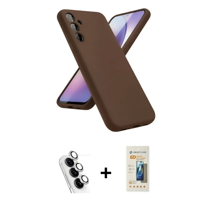 MARSİLYAN™- Galaxy A24 4G Kılıf Kozmos Yansıma Özel Seri - Siyah 6D Mat Seramik Hayalet Nano Ekran Koruyucu + Valdez Metal Kamera Lens - GS