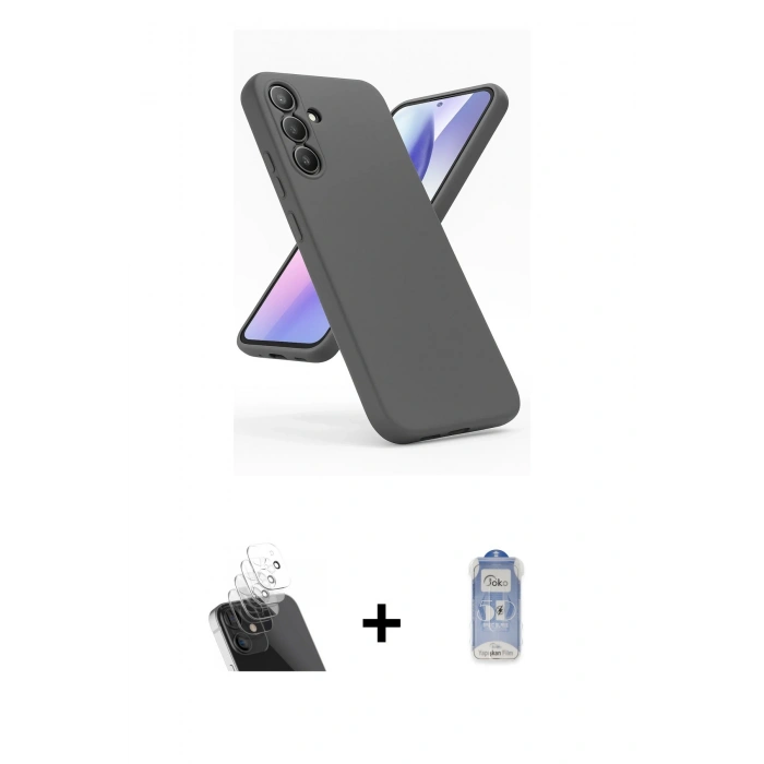 MARSİLYAN™- Galaxy A24 4G Kılıf Kozmos Yansıma Özel Seri - Siyah Joko Magic 5D Cam + Kamera Lens Koruma Cam - SF
