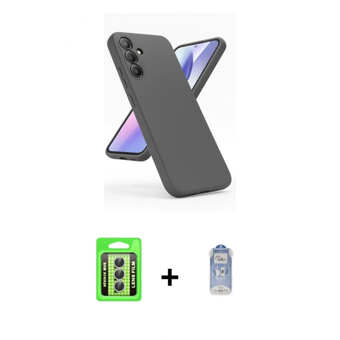 MARSİLYAN™- Galaxy A24 4G Kılıf Kozmos Yansıma Özel Seri - Siyah Joko Magic 5D Cam + Raze Metal Kamera Lens - GS