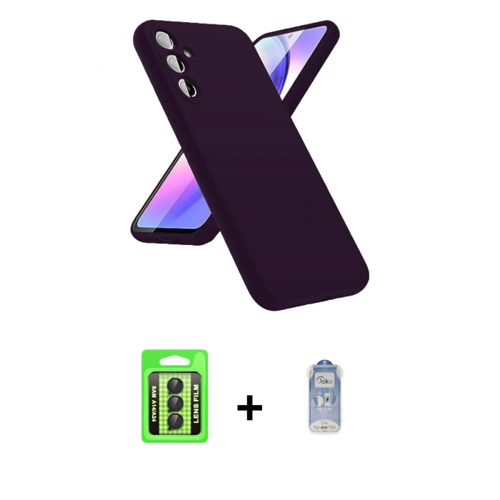MARSİLYAN™- Galaxy A24 4G Kılıf Kozmos Yansıma Özel Seri - Siyah Joko Magic 5D Cam + Raze Metal Kamera Lens - SH