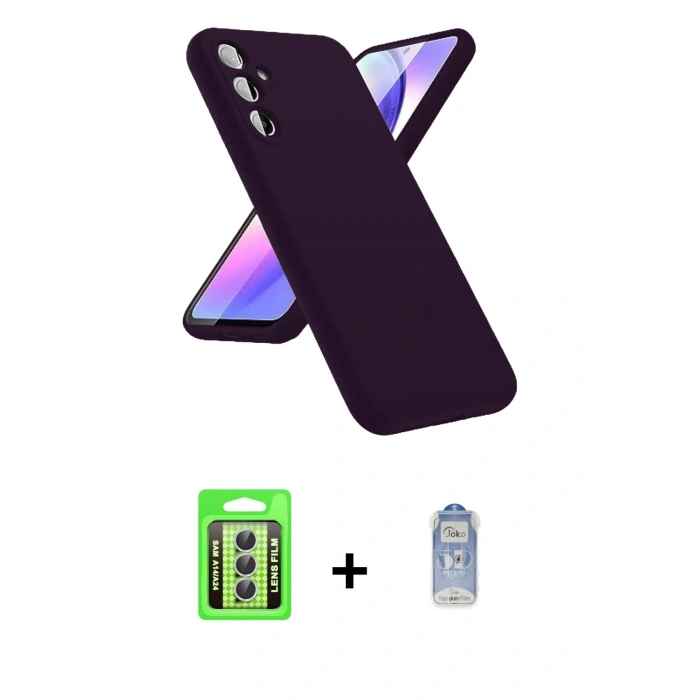 MARSİLYAN™- Galaxy A24 4G Kılıf Kozmos Yansıma Özel Seri - Siyah Joko Magic 5D Cam + Raze Metal Kamera Lens - GS