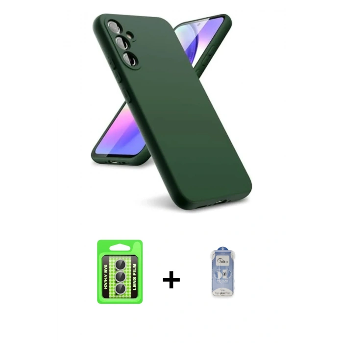 MARSİLYAN™- Galaxy A24 4G Kılıf Kozmos Yansıma Özel Seri - Siyah Joko Magic 5D Cam + Raze Metal Kamera Lens - GS