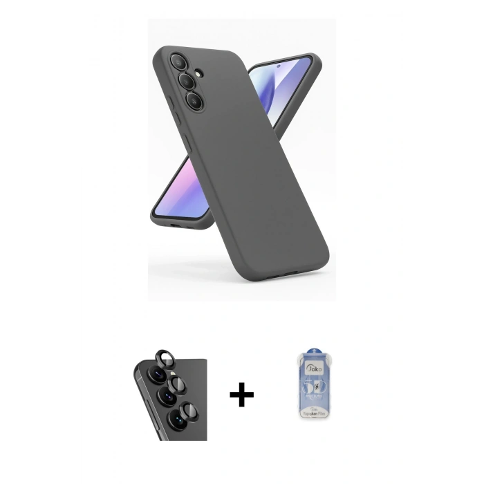 MARSİLYAN™- Galaxy A24 4G Kılıf Kozmos Yansıma Özel Seri - Siyah Joko Magic 5D Cam + Siyah Valdez Metal Kamera Lens
