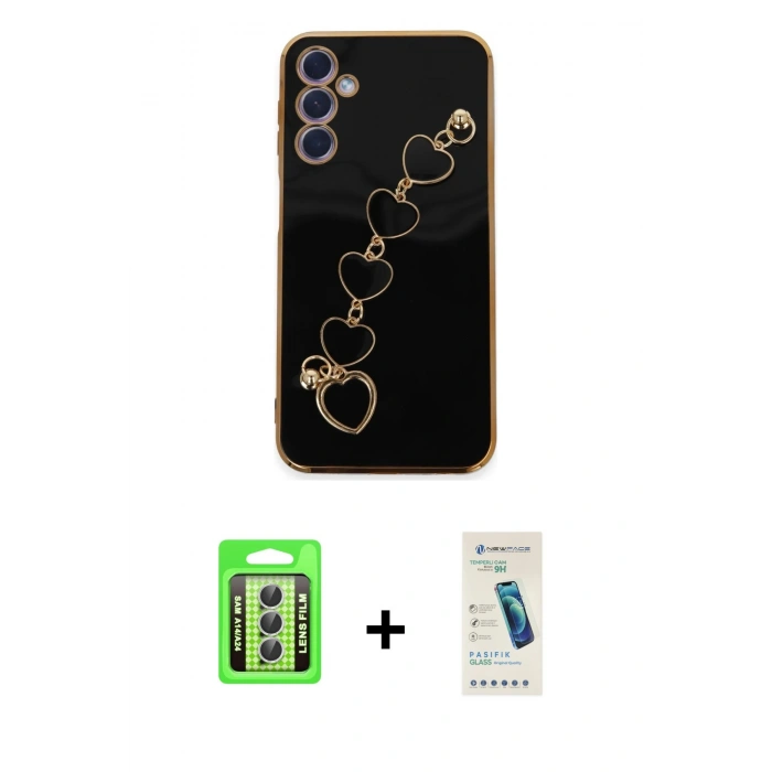 MARSİLYAN™- Galaxy A24 4G Kılıf Nova Işık Prime - Şeffaf Pasifik Cam Ekran Koruyucu + Raze Metal Kamera Lens - GS