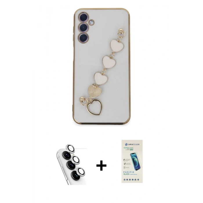 MARSİLYAN™- Galaxy A24 4G Kılıf Nova Işık Prime - Şeffaf Pasifik Cam Ekran Koruyucu + Valdez Metal Kamera Lens - GS