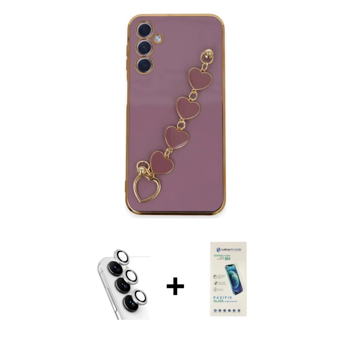 MARSİLYAN™- Galaxy A24 4G Kılıf Nova Işık Prime - Şeffaf Pasifik Cam Ekran Koruyucu + Valdez Metal Kamera Lens - GS