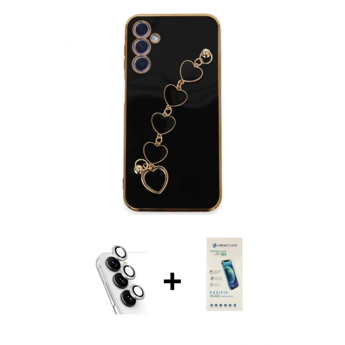 MARSİLYAN™- Galaxy A24 4G Kılıf Nova Işık Prime - Şeffaf Pasifik Cam Ekran Koruyucu + Valdez Metal Kamera Lens - GS