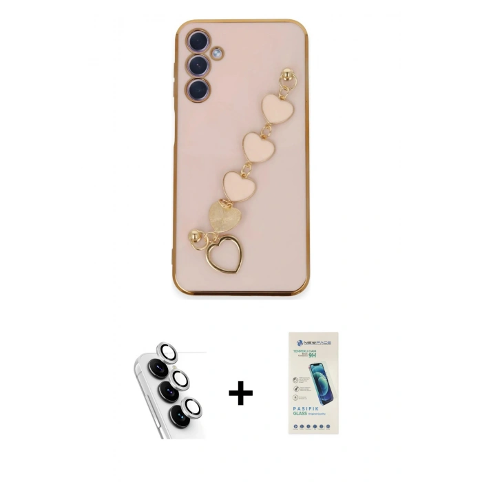 MARSİLYAN™- Galaxy A24 4G Kılıf Nova Işık Prime - Şeffaf Pasifik Cam Ekran Koruyucu + Valdez Metal Kamera Lens - GS