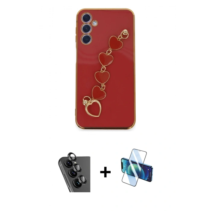 MARSİLYAN™- Galaxy A24 4G Kılıf Nova Işık Prime - Siyah 3D Antistatik Cam Ekran Koruyucu + Valdez Metal Kamera Lens - SH