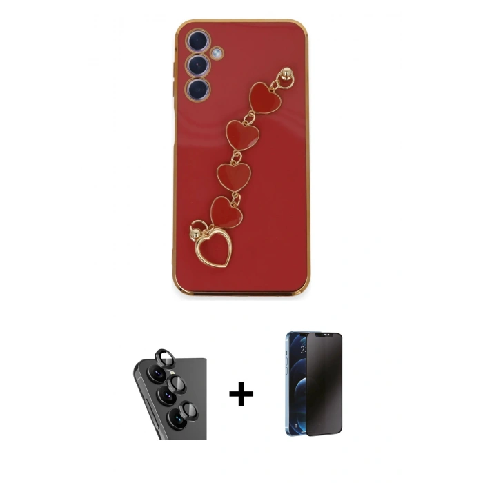 MARSİLYAN™- Galaxy A24 4G Kılıf Nova Işık Prime - Siyah 3D Antistatik Hayalet Cam Ekran Koruyucu + Valdez Metal Kamera Lens - SH