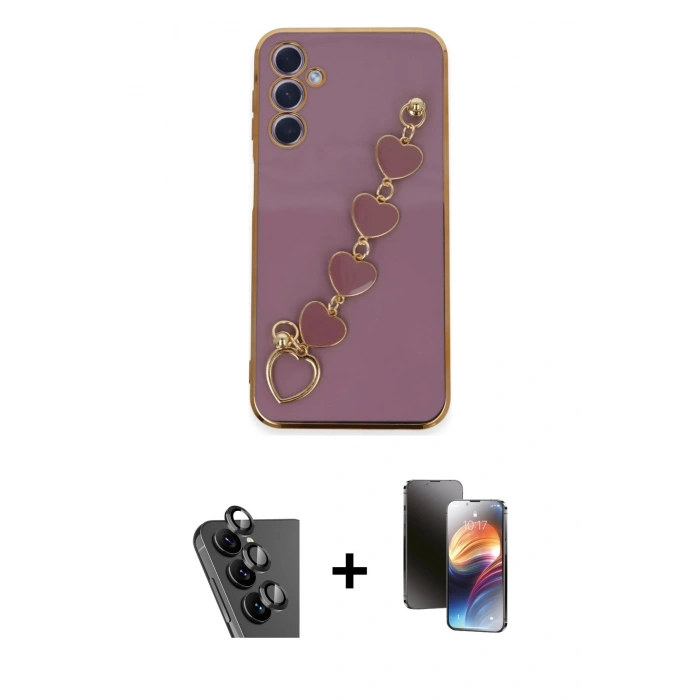 MARSİLYAN™- Galaxy A24 4G Kılıf Nova Işık Prime - Siyah 3D Antistatik Mat Seramik Nano Ekran Koruyucu + Valdez Metal Kamera Lens - SH