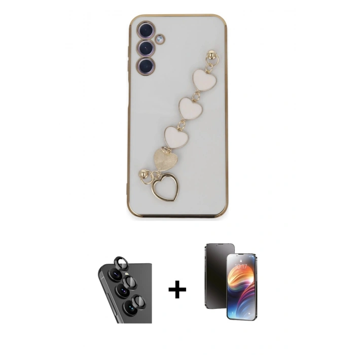 MARSİLYAN™- Galaxy A24 4G Kılıf Nova Işık Prime - Siyah 3D Antistatik Mat Seramik Nano Ekran Koruyucu + Valdez Metal Kamera Lens - SH