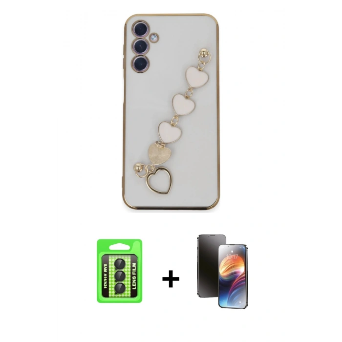 MARSİLYAN™- Galaxy A24 4G Kılıf Nova Işık Prime - Siyah 3D Antistatik Mat Seramik Nano Ekran Koruyucu + Raze Metal Kamera Lens - SH